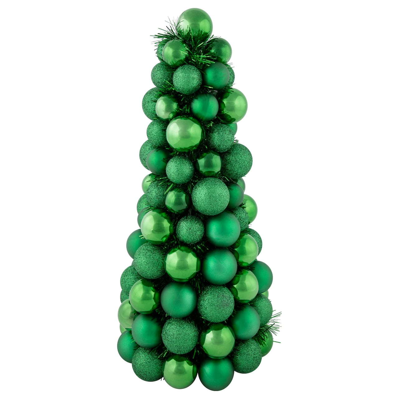 15.75" 3-Finish Shatterproof Ball Christmas Tree with Tinsel